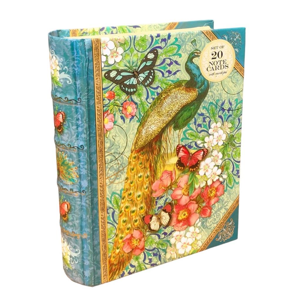 Punch Studio Royal Peacock Book Box with 20 Note Cards w Env (94279)